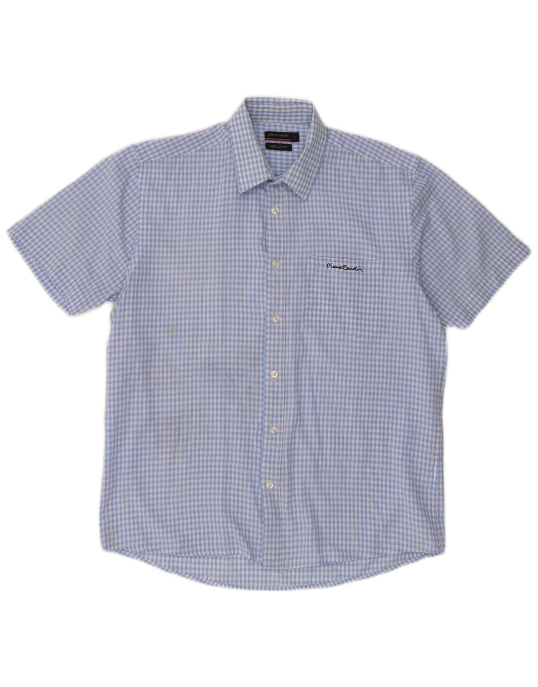 Pierre Cardin Camisa masculina de manga curta regular fit grande azul guingão