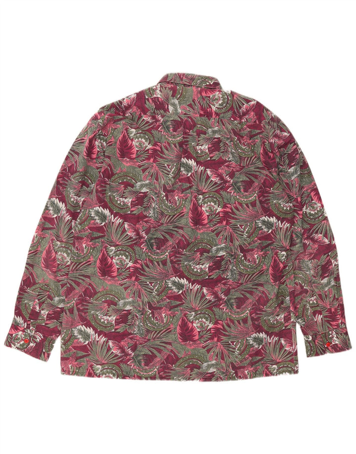Camisa masculina vintage grande rosa floral