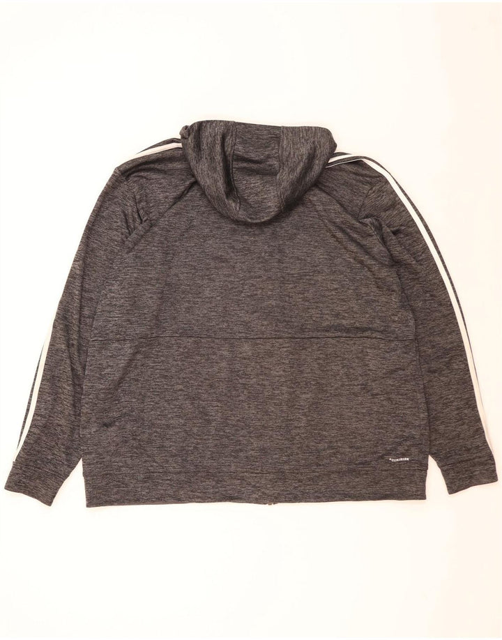 ADIDAS Masculino Climalite Zip Hoodie Suéter 2XL Poliéster manchado cinza