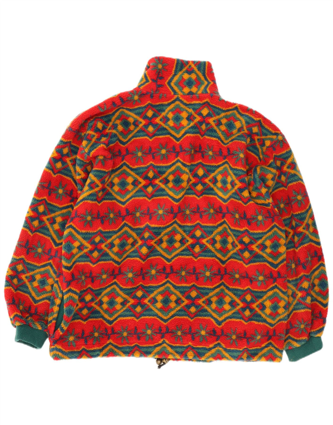 Jaqueta de lã grande vintage feminina UK 18 XL vermelho geométrico