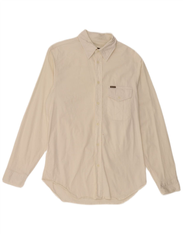 Camisa masculina Calvin Klein de algodão branco médio
