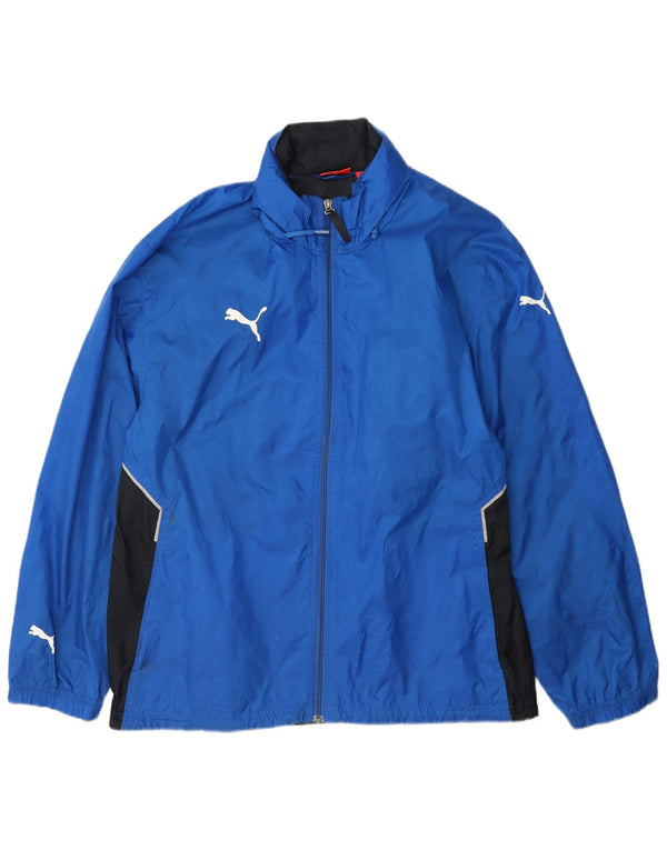 Jaqueta de chuva masculina Puma com capuz UK 38 Medium Blue Colourblock Nylon