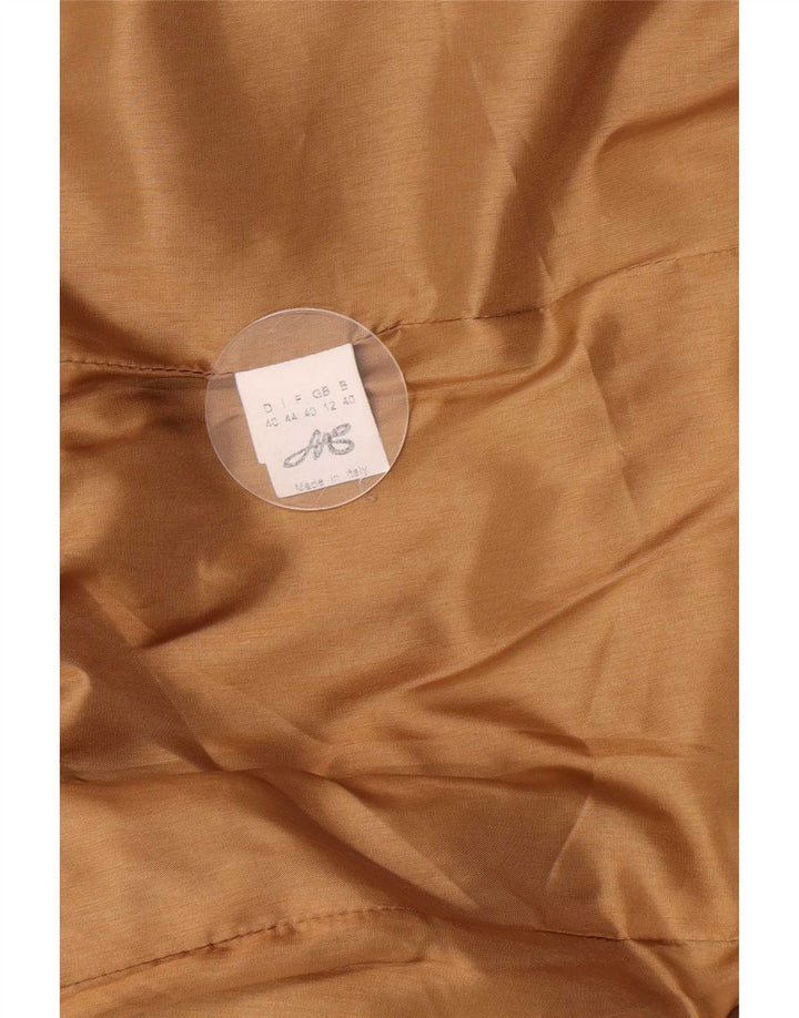 Casaco feminino vintage com peito duplo Reino Unido 12 lã marrom médio