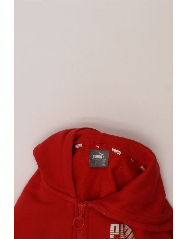 PUMA Boys Graphic Zip Hoodie Sweater 7-8 Years Red Cotton Vintage Puma and Second-Hand Puma from Messina Hembry 