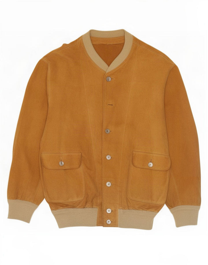 Jaqueta bomber masculina vintage de camurça UK 38 marrom médio