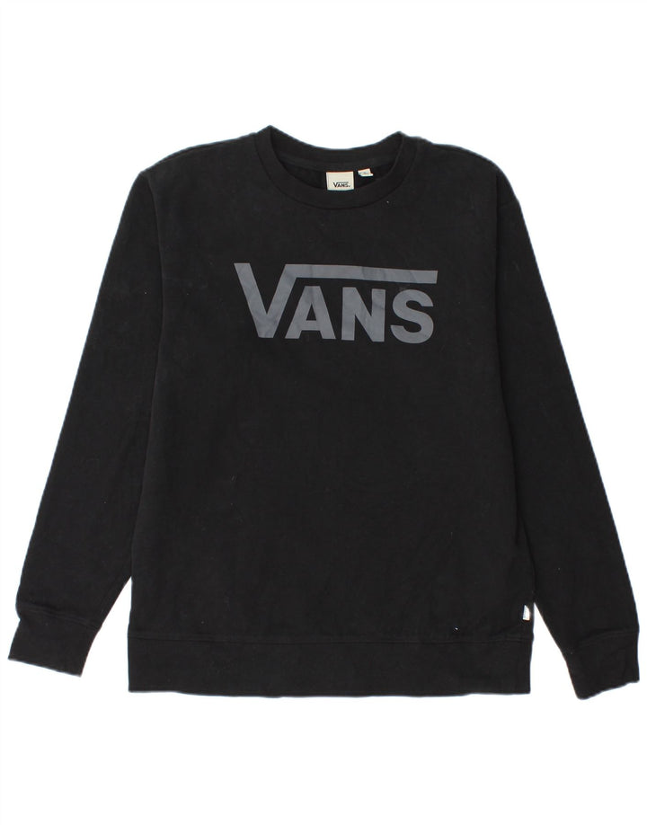 Vans Mens Graphic Moletom Jumper Pequeno Algodão Preto