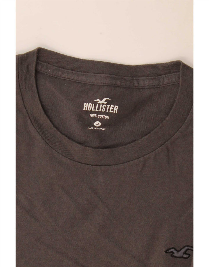 Camiseta masculina Hollister de algodão cinza médio