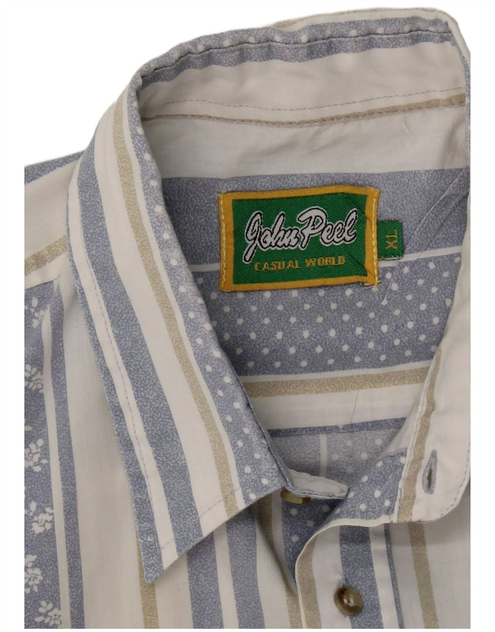 Camisa masculina de manga curta John Peel XL listrada azul