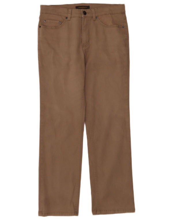 Calça masculina reta casual Paddock W34 L30 algodão marrom