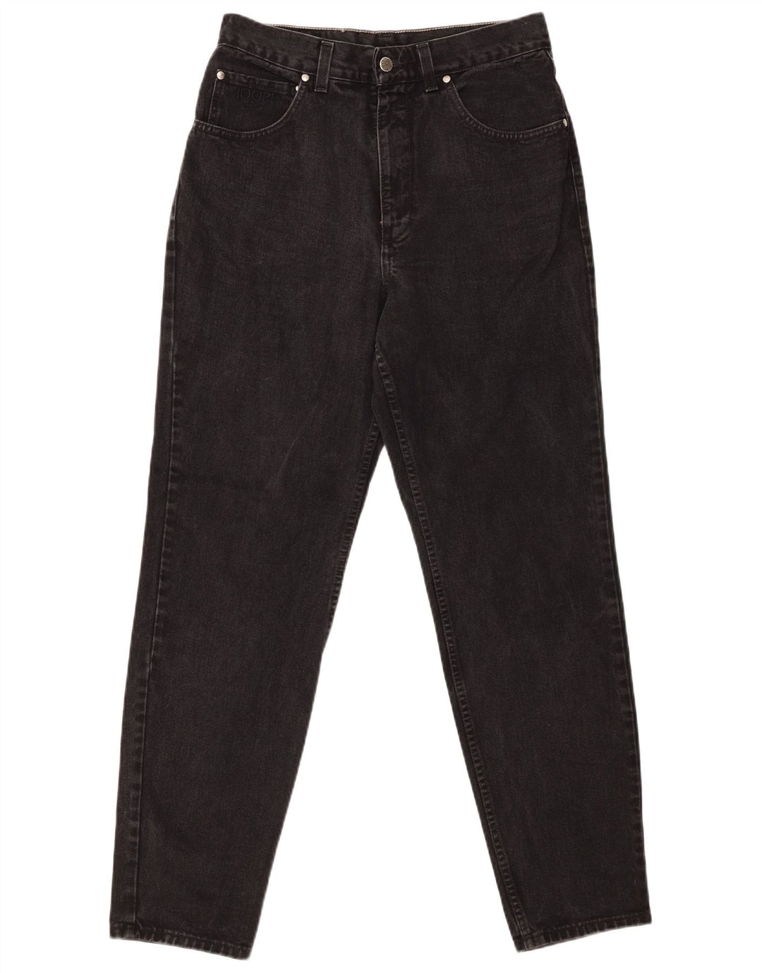 Calça jeans feminina JOOP Tapered UK 12 médio W30 L31 algodão preto