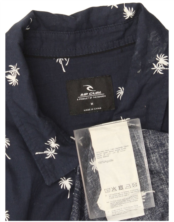 Rip Curl Camisa masculina de manga curta com padrão abstrato azul marinho médio havaiano