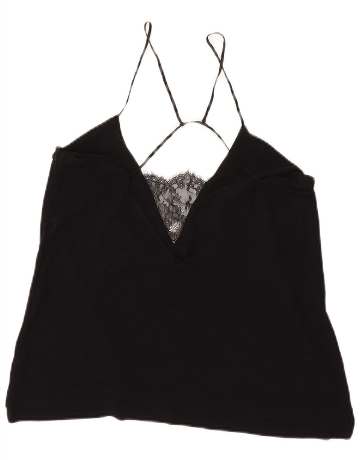 Top feminino Zara Halter UK 12 médio preto