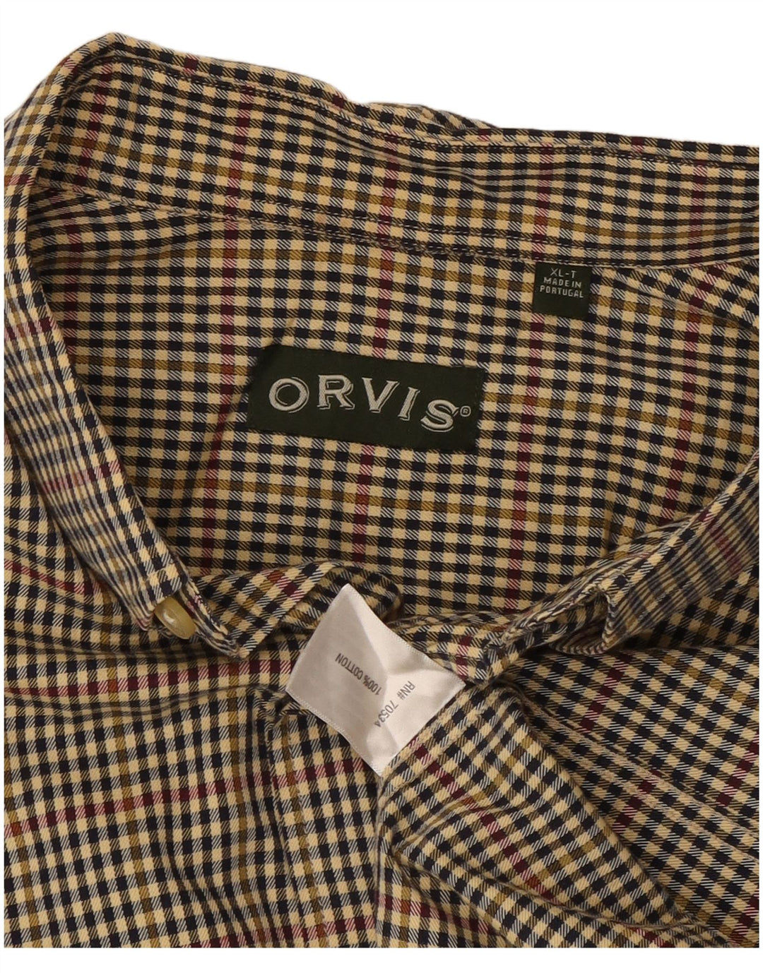 Camisa alta masculina Orvis XL algodão guingão multicolorido
