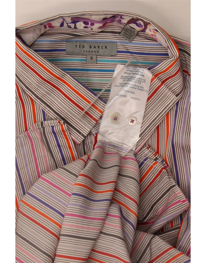 Camisa masculina Ted Baker tamanho 5 XL algodão listrado multicolorido