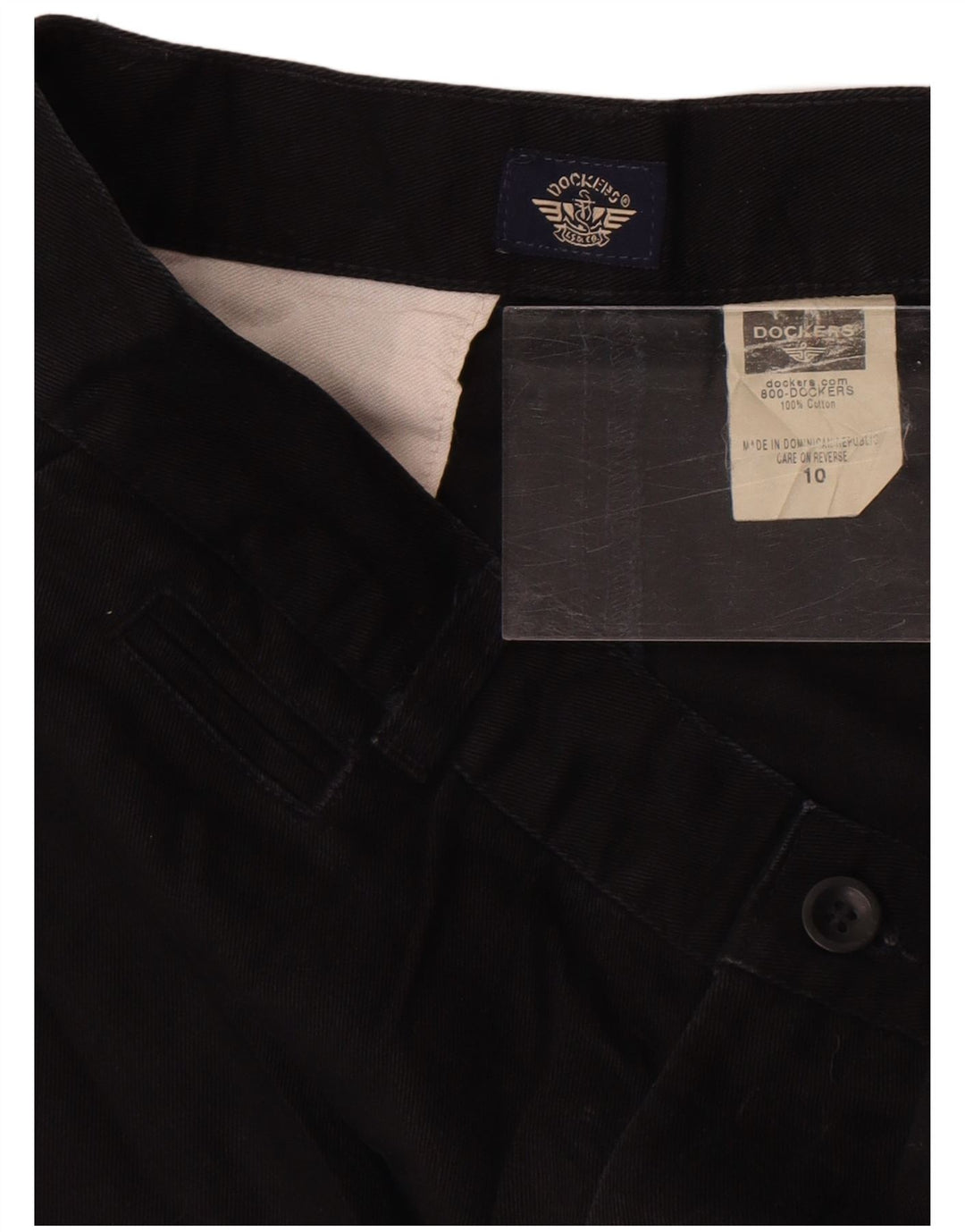 Shorts Chino feminino de cintura alta Dockers EUA 10 grande W28 preto