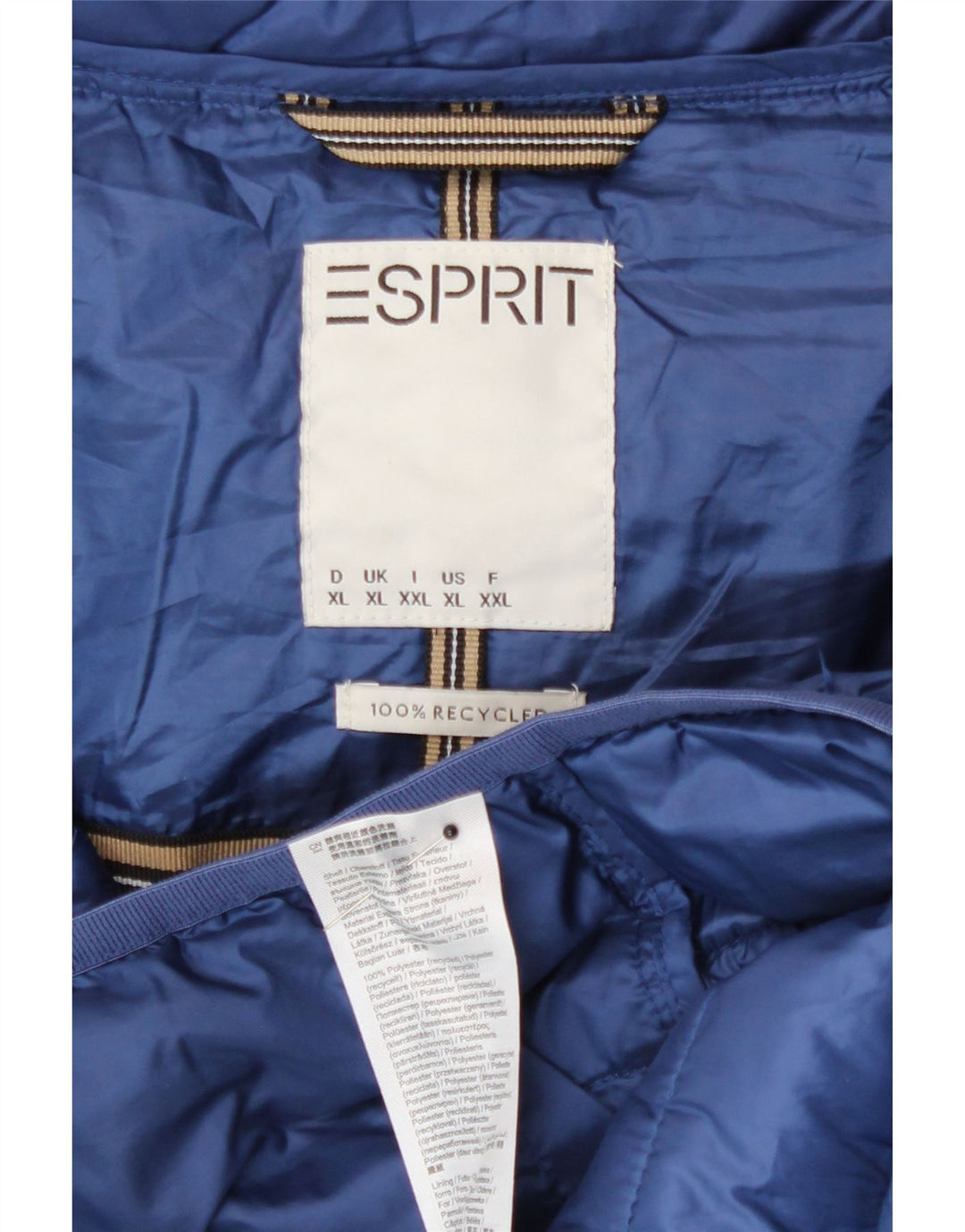 Jaqueta acolchoada com capuz feminina Esprit UK 18 XL azul poliéster