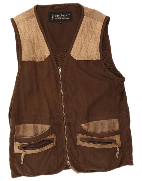 Deerhunter Mens Gilet UK 40 Grande Algodão Colorblock Marrom