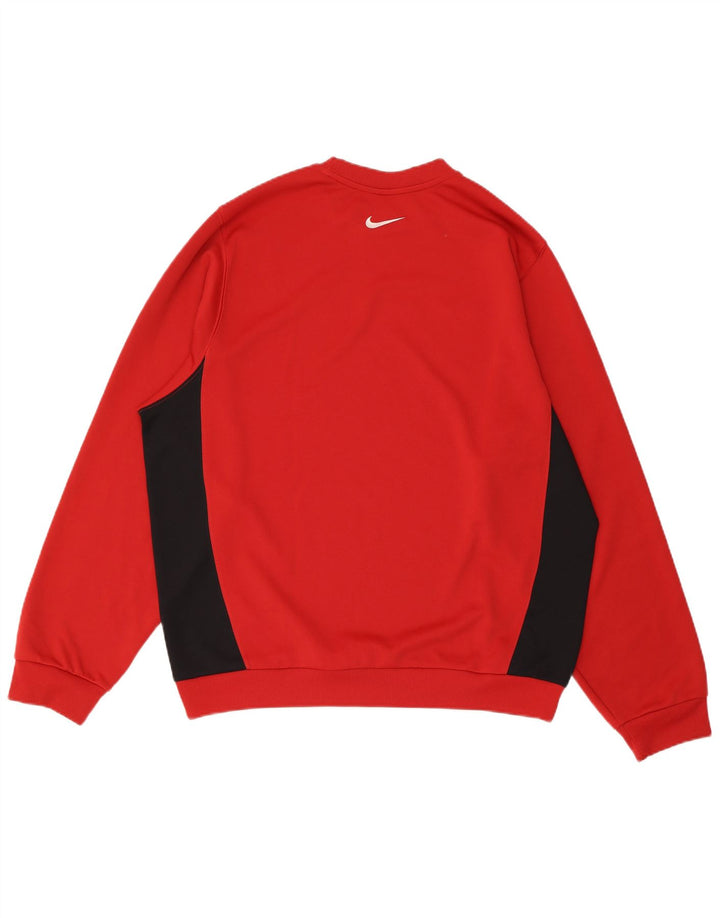 NIKE Mens Sweatshirt Jumper UK 42/44 Grande Vermelho Colourblock Poliéster