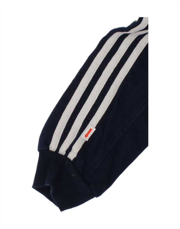 ADIDAS Boys Zip Hoodie Sweater 7-8 Years Navy Blue Cotton Vintage Adidas and Second-Hand Adidas from Messina Hembry 