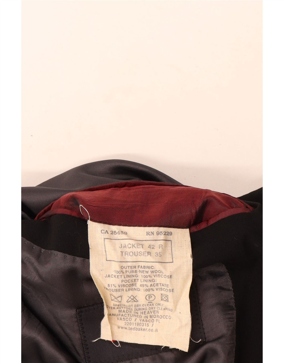 Jaqueta blazer masculina de 3 botões Ted Baker US 42 XL preta de lã nova