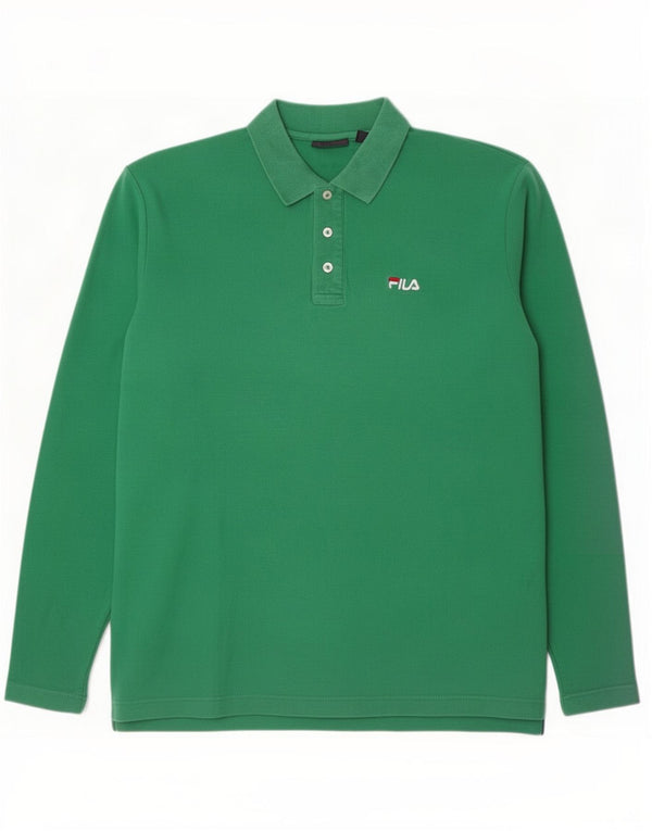 Camisa polo masculina de manga comprida Fila XL algodão verde