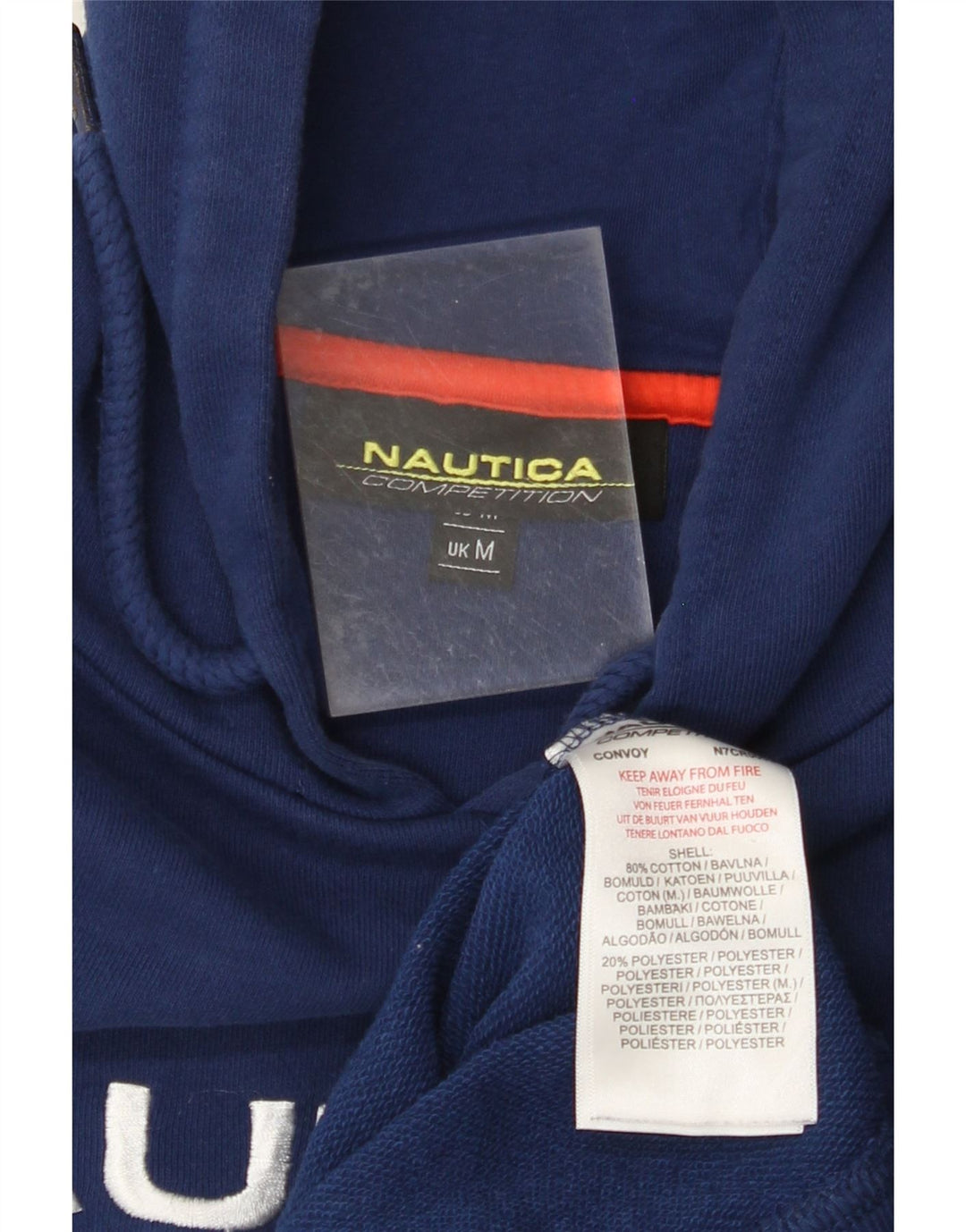Suéter com capuz gráfico masculino NAUTICA médio algodão azul marinho