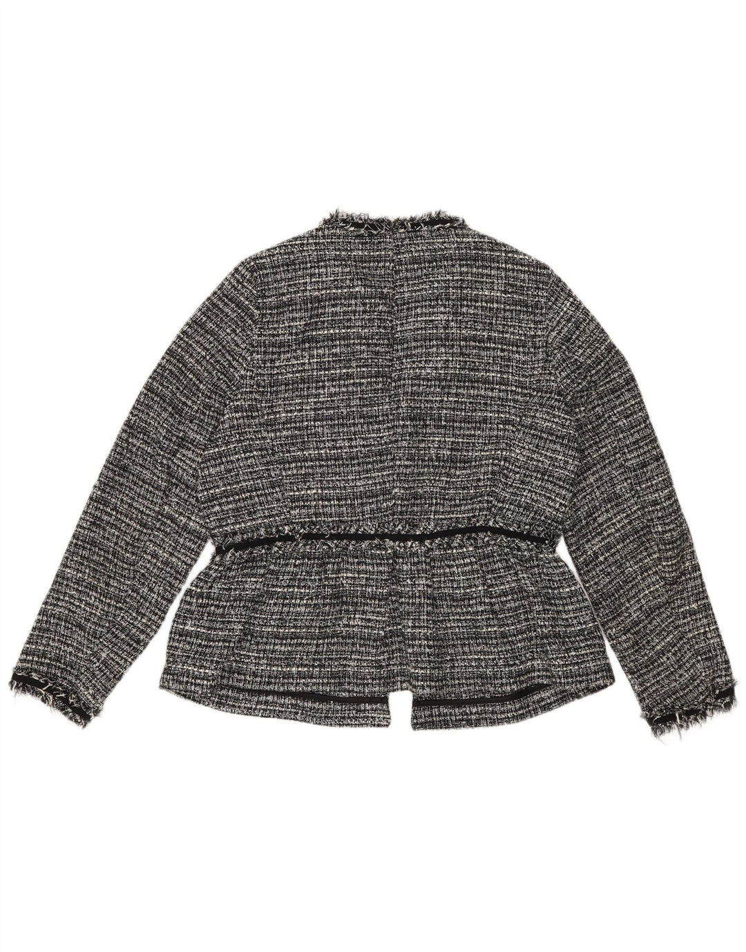 Zara Womens Oversized Open Blazer Jacket UK 6 XS Preto Listrado Poliéster