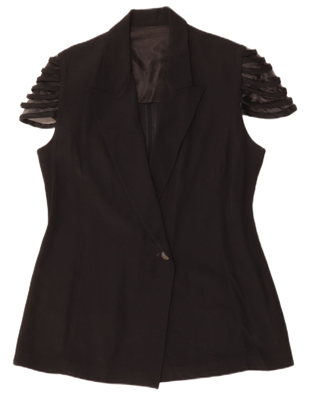 Jaqueta blazer feminina vintage de manga curta com 1 botão IT 48 XL acetato preto