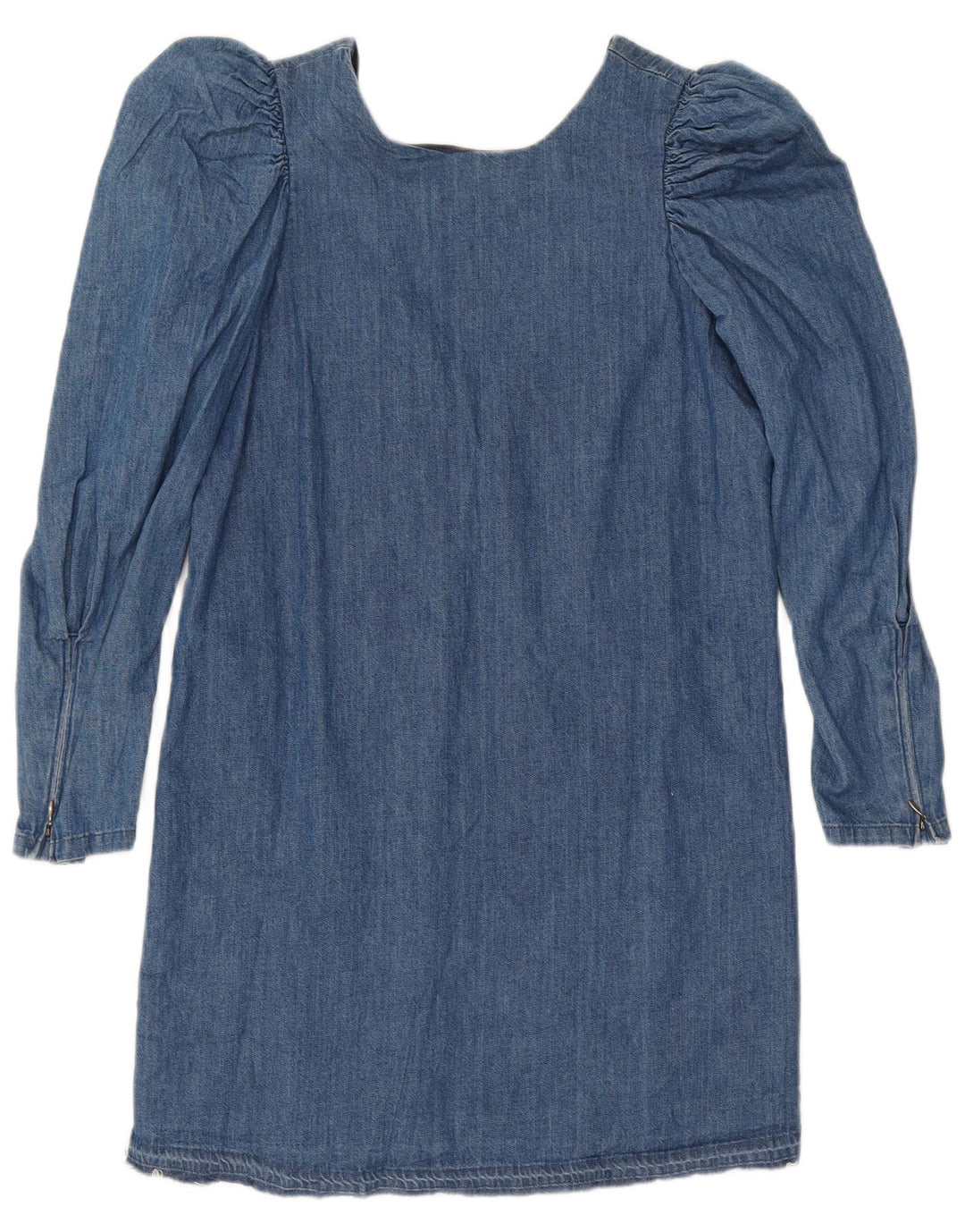 Vestido jeans feminino vintage de manga comprida UK 12 azul médio