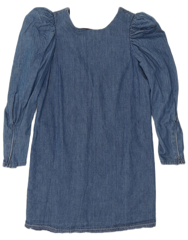 Vestido jeans feminino vintage de manga comprida UK 12 azul médio