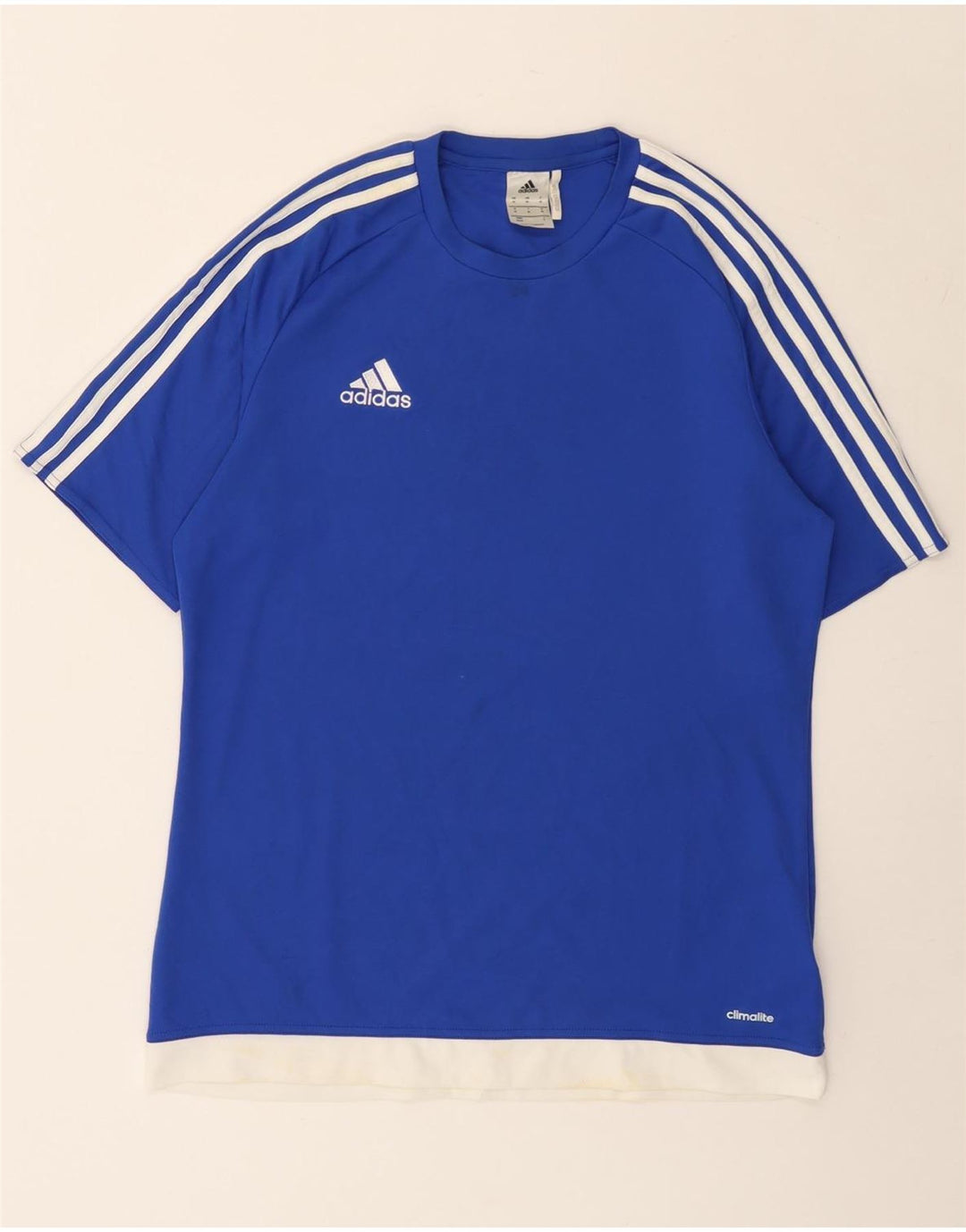 Adidas Mens Climalite Camiseta Top Médio Azul Colourblock Poliéster