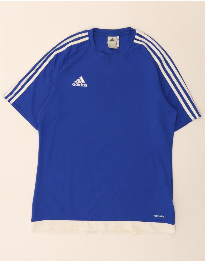Adidas Mens Climalite Camiseta Top Médio Azul Colourblock Poliéster