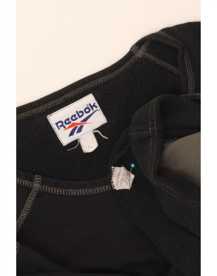 Reebok moletom gráfico masculino jumper grande preto colorblock algodão