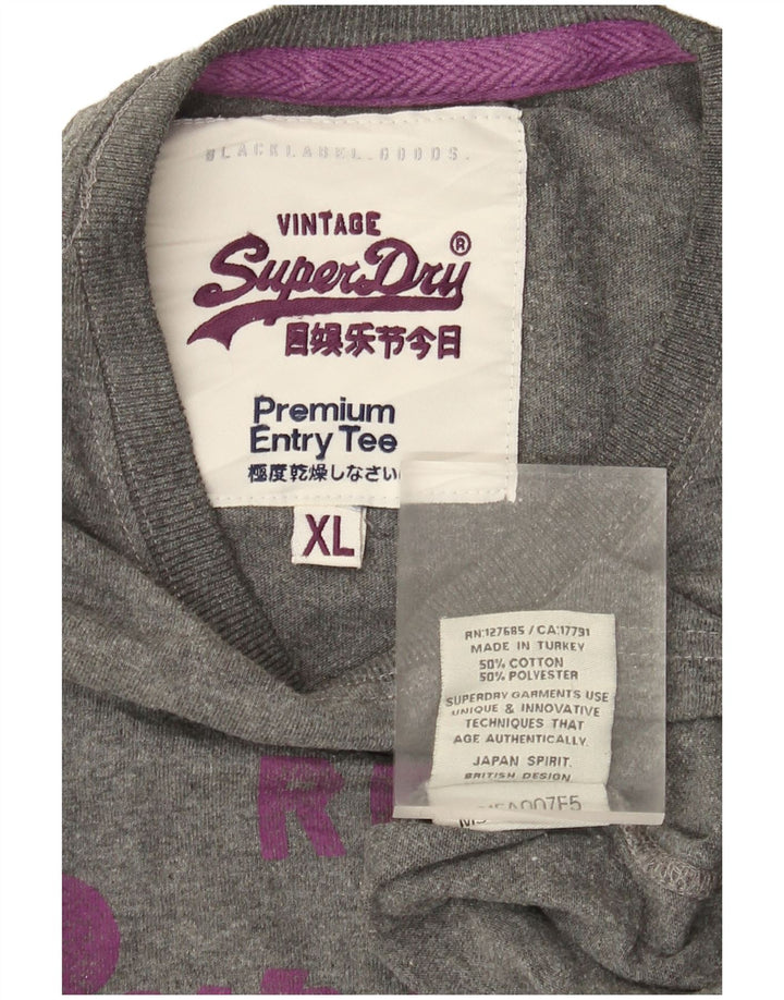 Camiseta gráfica masculina Superdry Top XL algodão cinza