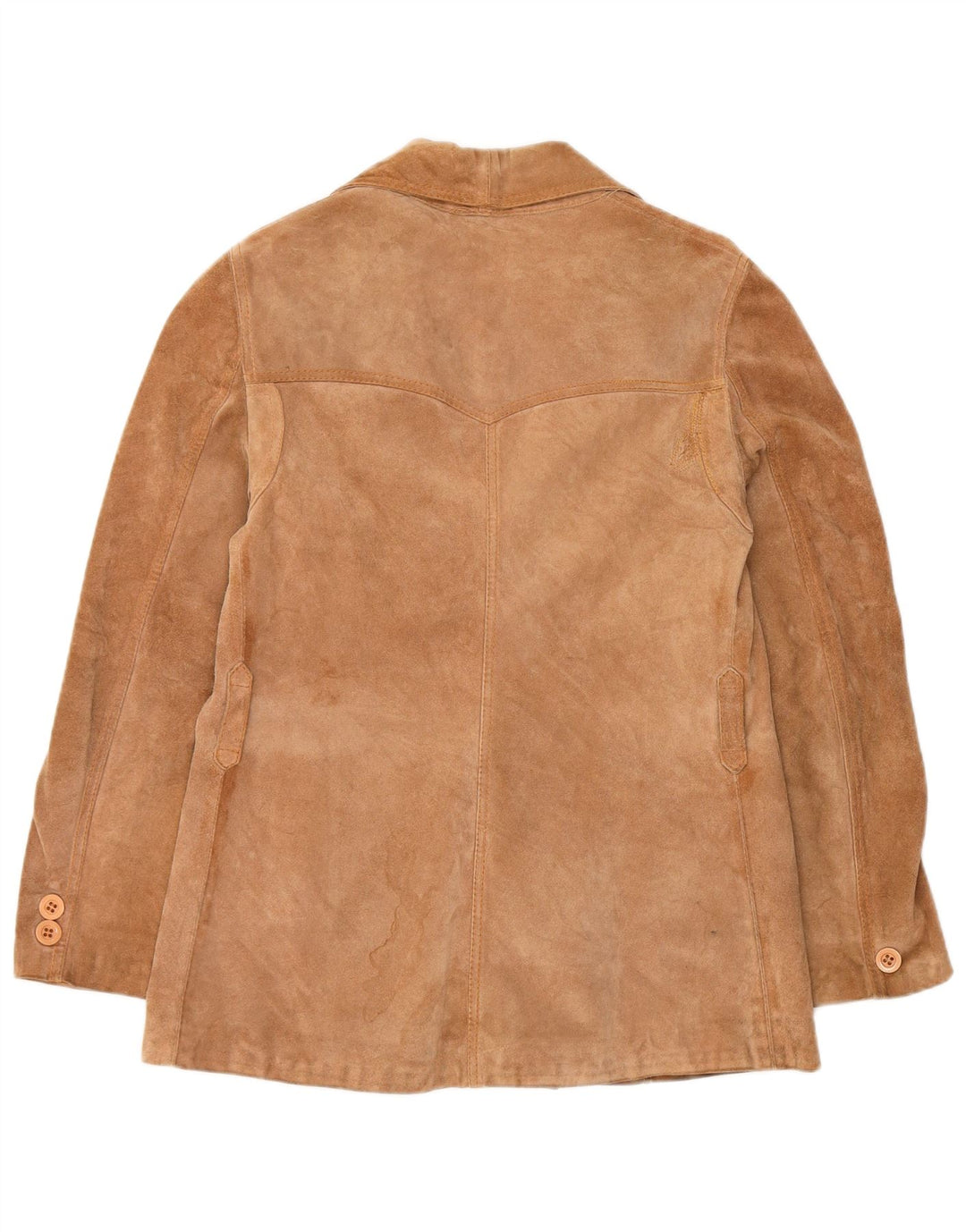 Jaqueta blazer feminina vintage de camurça com 3 botões Reino Unido 12 marrom médio