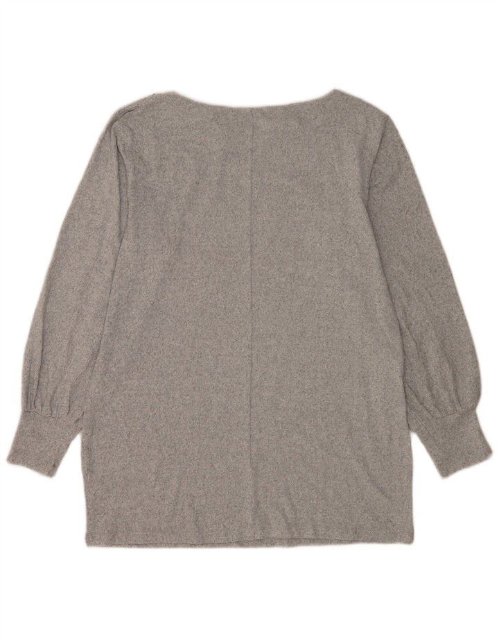 Blusa feminina Marks & Spencer UK 14 poliéster manchado cinza médio