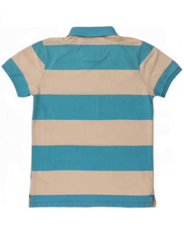 Camisa polo masculina Hollister grande algodão listrado azul