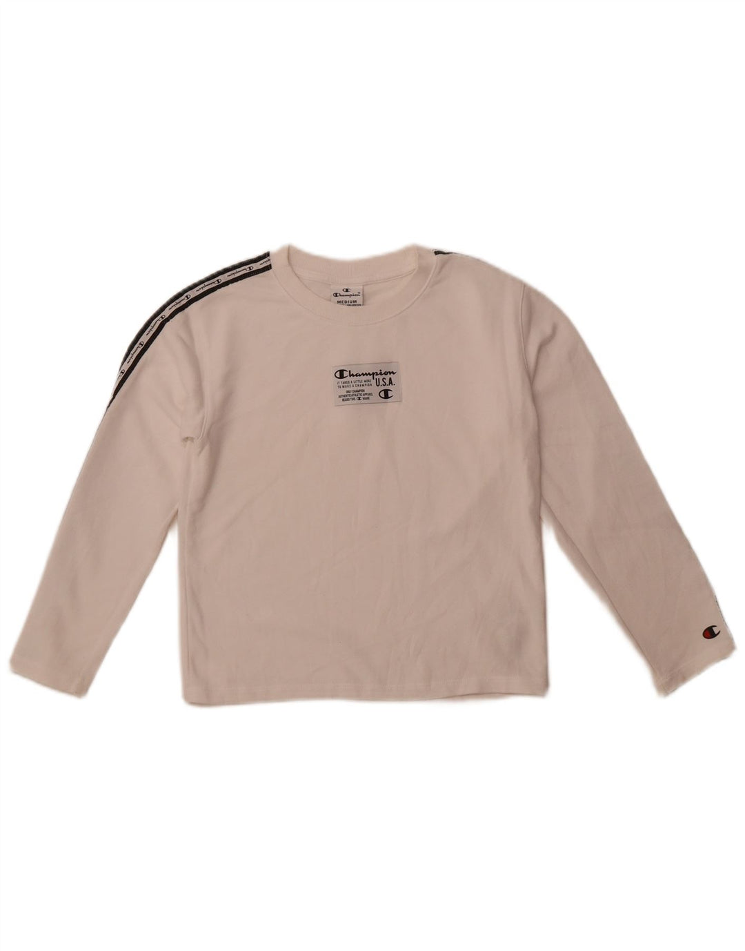 Champion Boys Graphic Top Manga Longa 9-10 Anos Médio Algodão Branco
