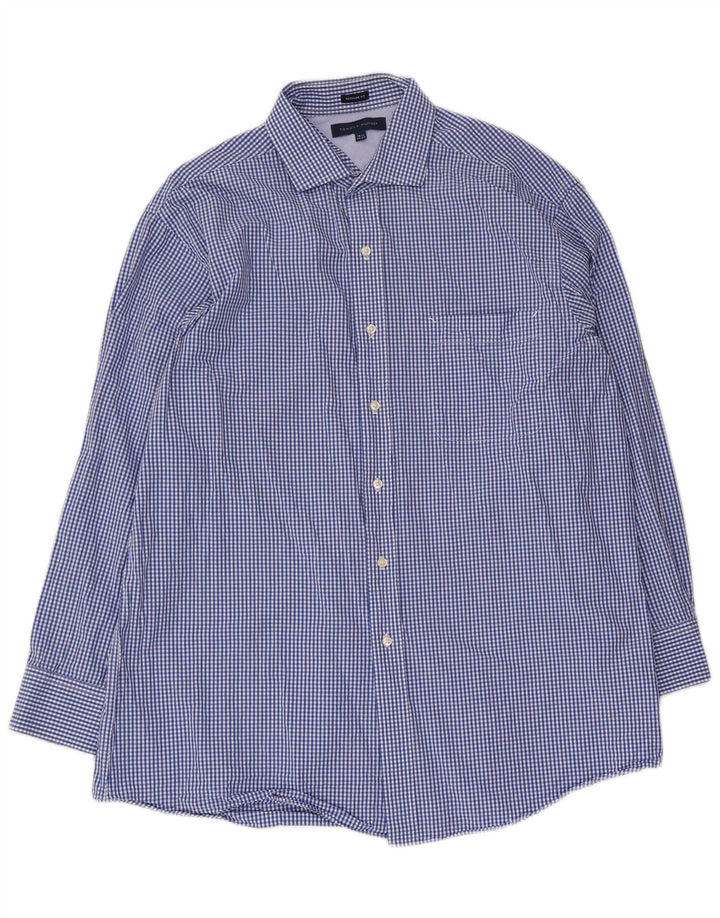Camisa masculina Tommy Hilfiger Regular Fit tamanho 16 1/2 grande azul guingão