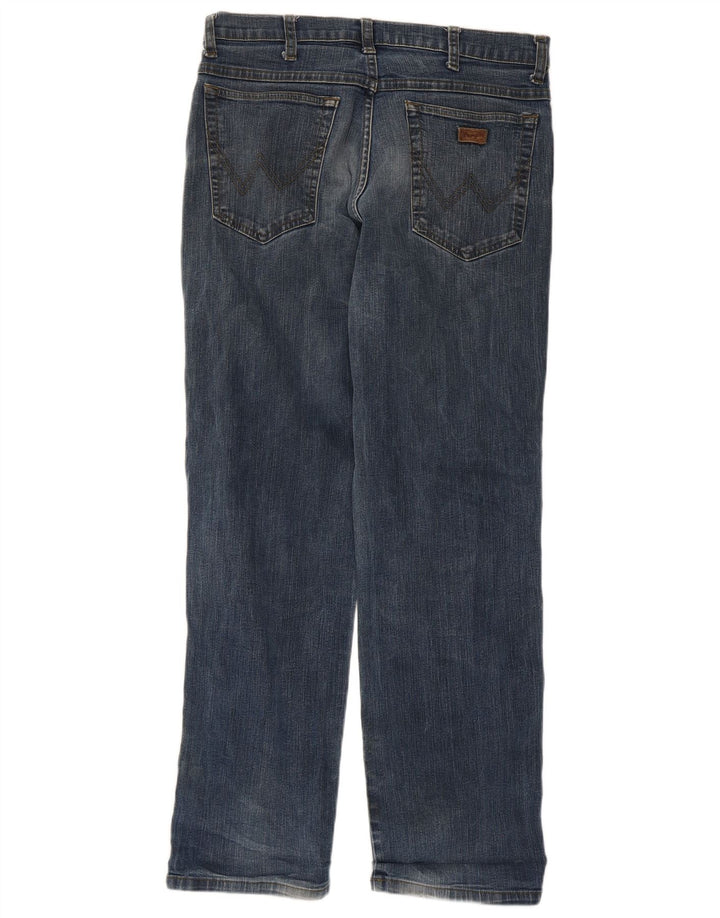 Wrangler Masculino Texas Stretch Straight Jeans W34 L30 Azul Algodão