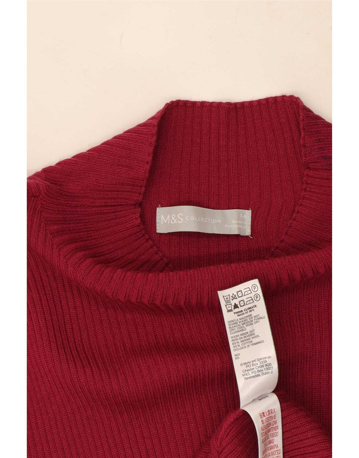 Suéter feminino Marks & Spencer com gola tartaruga Reino Unido 14 rosa médio