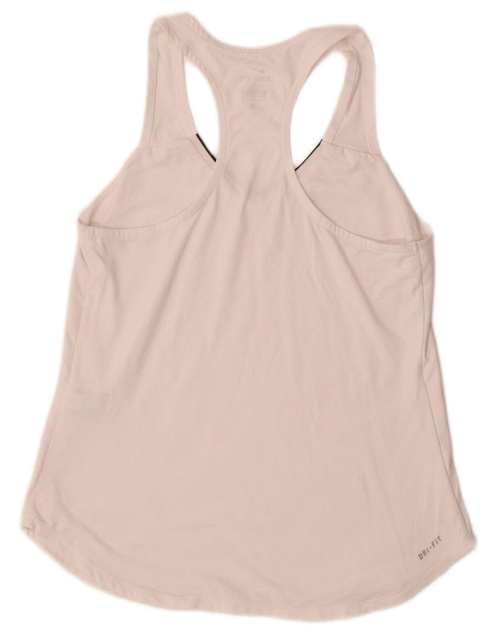 NIKE Womens Dri Fit Vest Top UK 12 Médio Branco Poliéster