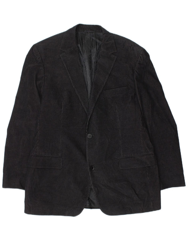 Jaqueta blazer masculina de veludo com 2 botões Hugo Boss EU 54 2XL algodão preto