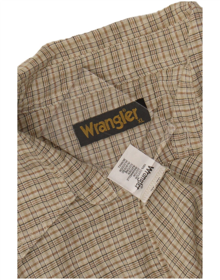 Camisa Wrangler masculina de manga curta XL bege xadrez algodão