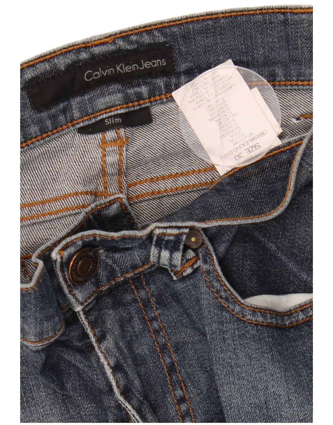Calça jeans feminina CALVIN KLEIN W30 L28 azul marinho algodão