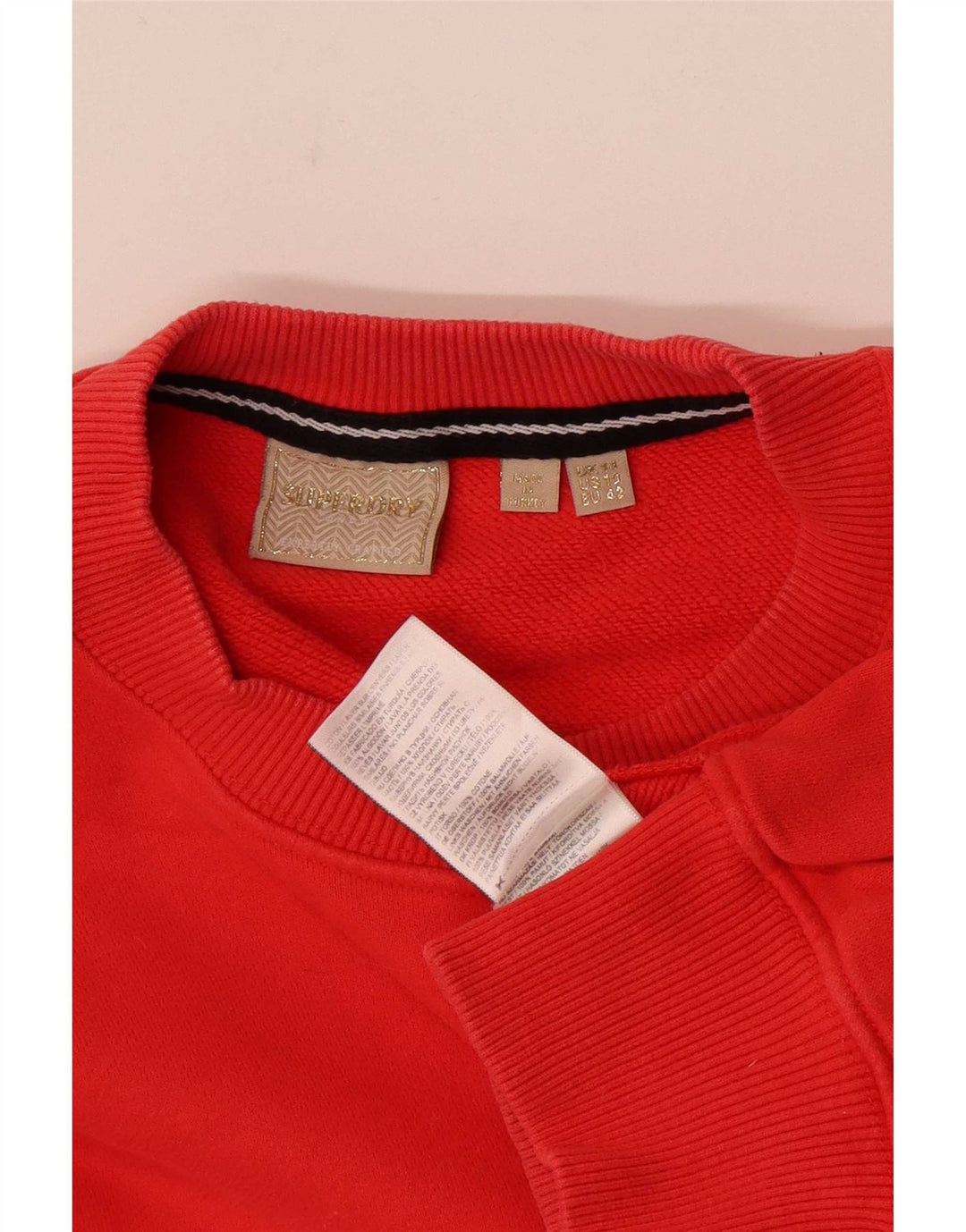 Superdry Womens Oversized Sweatshirt Jumper UK 14 Grande Algodão Vermelho