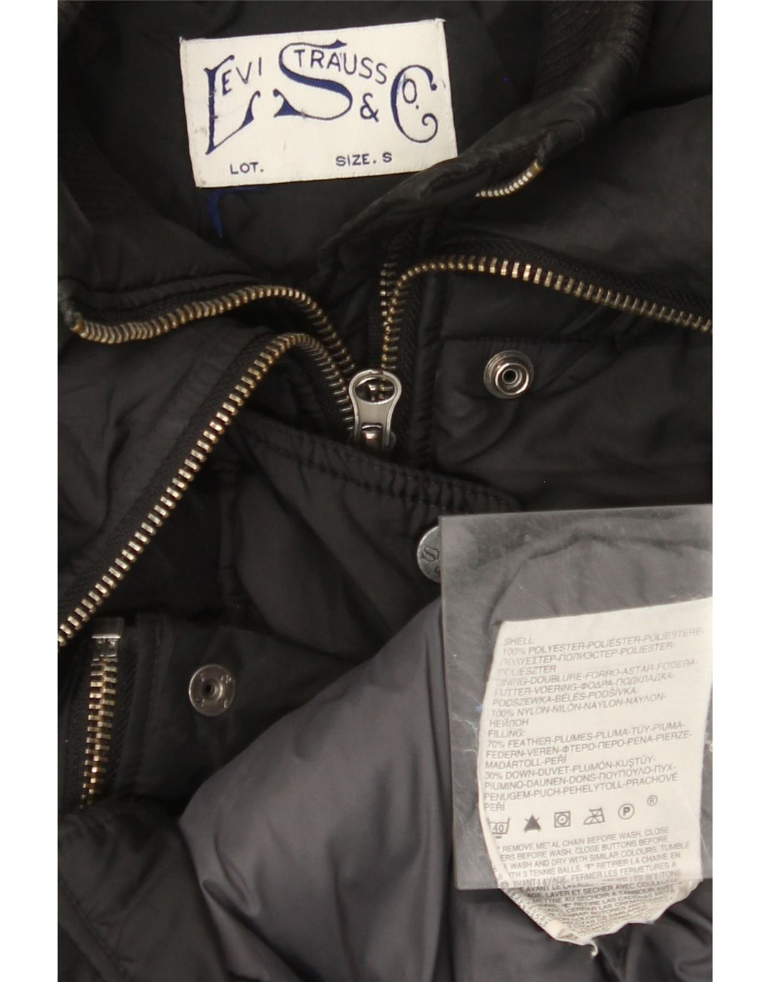 Jaqueta acolchoada feminina LEVI'S UK 10 poliéster preto pequeno