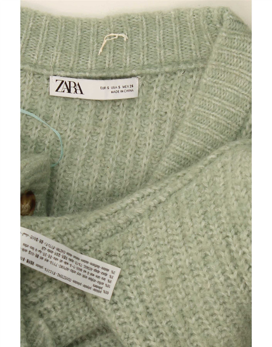 Suéter cardigã oversized feminino Zara Reino Unido 10 poliéster manchado verde pequeno