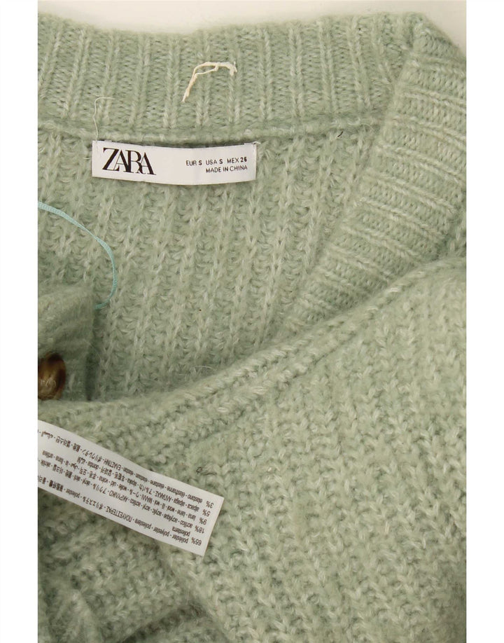 Suéter cardigã oversized feminino Zara Reino Unido 10 poliéster manchado verde pequeno