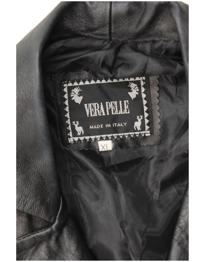 Casaco de couro feminino VINTAGE UK 18 XL couro preto